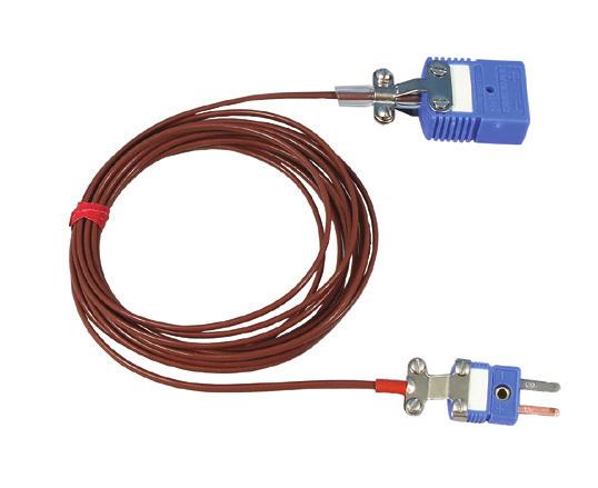 Sensor extension cords for use with all J-Kem thermocouple probes. Cords match color of probe type, blue, black, yellow or white.