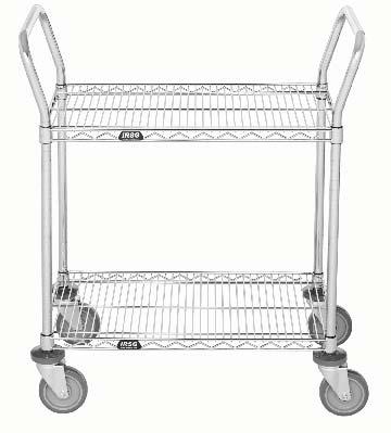 Heavy-duty, non-marring swivel casters 40 Overall height 33 Top shelf height Ships knocked-down can ship UPS Chrome finish Maximum load capacity up to 1,000 lbs.
