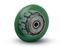 PM Round Tread Polyurethane on Aluminum Core 90 Shore A Models Composed of a polyurethane elastomer, open cast or injection molded, on clean, close tolerance cores.