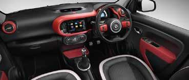 INTERIORS AND UPHOLSTERY The interior Style pack changes the colour of the upholstery, door cards and storage compartment lid Standard Red