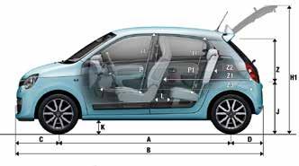 DIMENSIONS BOOT VOLUME (litres) Boot maximum volume (seats reclined / seats in cargo position) 188/219 Maximum boot space with rear seats folded down (litres) 980 DIMENSIONS (mm)