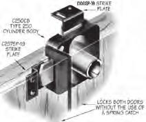 09 Keying: Order lock plug separately Keying: Order lock plug separately Push Locks Application: For locking sliding, bypass type doors. Requires 3/4 hole in front door for cylinder.