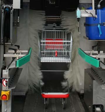 2/7 Test object TROLLEY Wash all in one is a mobile shopping trolley cleaning system that consists of an automatic wash tunnel like the two models TROLLEY Wash XL and M that are already on the market.