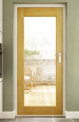 Oxford Glazed Oak Single panel design oak veneer door giving a light and airy feel to any room. Clear glass toughened to BS EN 12150.