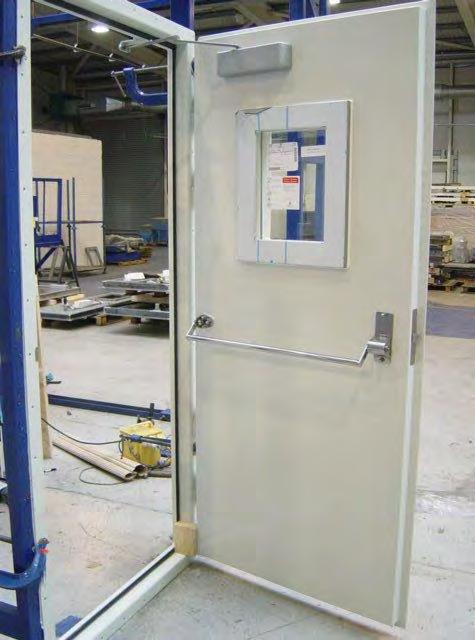 A60 EXTERNAL SINGLE LATCH DOOR Door blade manufactured from 2mm mild steel. Door frame manufactured from 4mm Z section frame. 3 heavy duty weld on hinges.