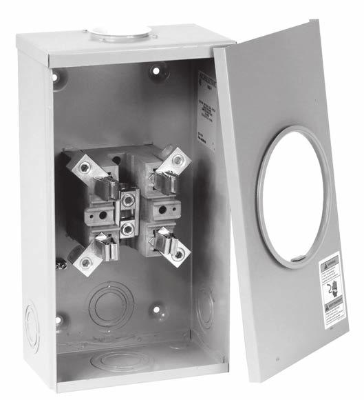 BQ2 Series 200 A 600 V; Standard Enclosure Conductor range: 6 AWG 250 kcmil Aluminum tunnel type connectors for both load and line sides For overhead, underground and combination overhead/underground