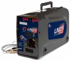 SEMIAUTOMATIC WIREFEEDERS LN25 Portable Wirefeeder DC CV CC Control Cable Not Required Operates off Welder Arc Voltage For MIG and Flux-Cored Welding Maximum Versatility and Portability This