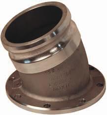 cam and groove adapter (22½ ) 6" TTMA flange x 6" cam and groove adapter (straight) 3" TTMA flange x 3" cam and groove