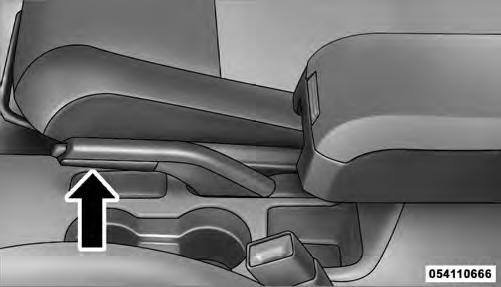294 STARTING AND OPERATING The parking brake lever is located in the center console. To apply the parking brake, pull the lever up as firmly as possible.