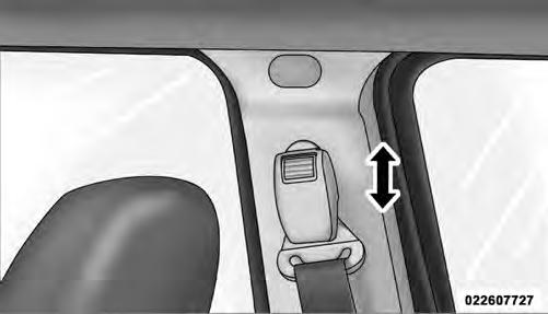 44 THINGS TO KNOW BEFORE STARTING YOUR VEHICLE Adjustable Upper Shoulder Belt Anchorage In the front seat, the shoulder belt can be adjusted upward or downward to position the belt away from your