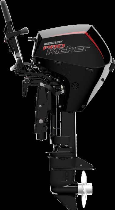 POWER AND COMFORT HP Disp (L) Engine type Dry Weight* 15 333 Inline 2 122lbs (55kg) *Lightest model available Exclusive ProKicker features High-thrust four-blade Mercury propeller with added blade