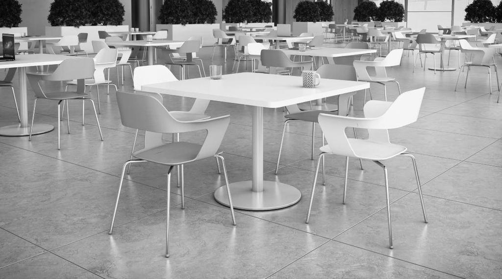 Fuse Tables Tops from KFI Tables designed for cafe, break rooms, meeting/conference, collaborative areas and a variety of applications. High Pressure Laminate with matching 3MM PVC edge.