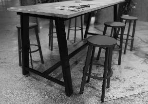 Midtown Bases Pair with Urban Loft and Fuse Tops - Designed by KFI Studios These industrial vintage & rustic tables give your office a little attitude.