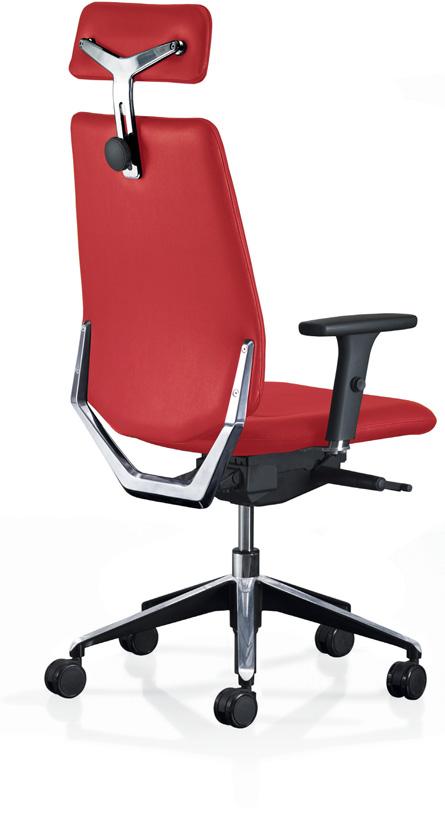 black aluminium (executive) and chrome finish tubular steel structure (visir) > Dimensions: Executive: backrest: H. 58 x W. 49 cm and seat W. 49 x D. 48 x H. 43/55 cm - Visir: backrest H. 52 x W.