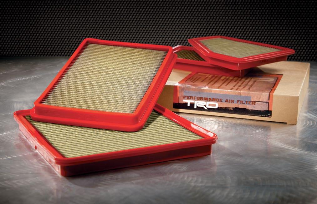 TRD PERFORMANCE AIR FILTER Free-flowing design of the TRD performance air filter allows the maximum amount of air into the engine with minimal resistance, providing unrivaled engine protection and