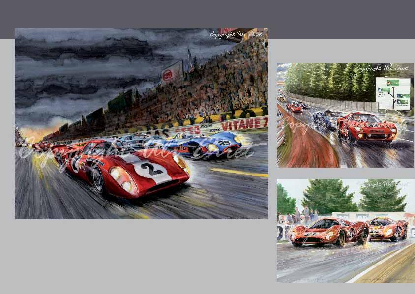 #206 Ford GT 40, Le Mans Classic - On canvas: 160 x 120 cm, 130 x 100 cm, 100 x 70 cm #283 Lola T70 / Matra MS650 Le Mans 1969 - On canvas: 160 x 120