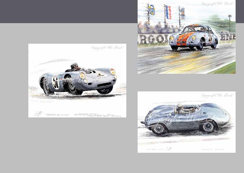 #262 Porsche 356, Le Mans Classic - On canvas: 160 x 120 cm, 180 x 100 cm, 150 x 80 cm, 90 x 50 cm #113 Porsche 550 / Le Mans 1955 Frankenberg - On canvas:
