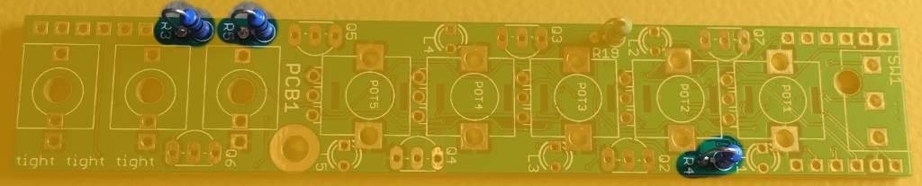R3, R4, R5 100K 3pcs Step 12 Solder Transistors.
