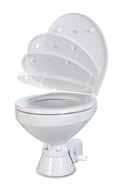These toilets are available in regular or compact bowl sizes, and in two models: one has an intake pump for external water flushing, while the other has a special solenoid valve and siphon breaker to