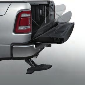 Available retractable Mopar Bed Step simplifies bed access. Properly secure all cargo.