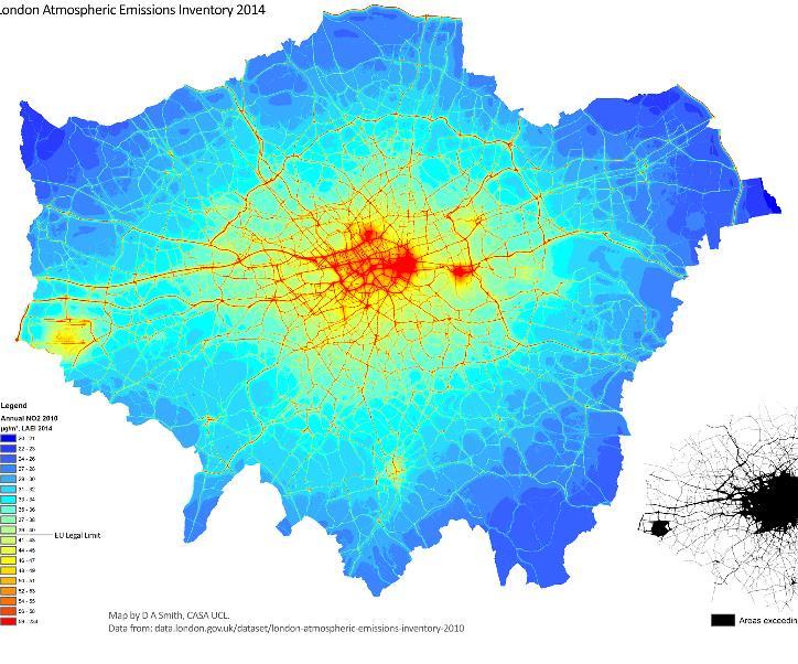reduced in line with drive cycle regulations In the EU, road transport emissions account for 64% of NO 2 concentrations Inner London