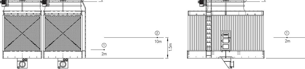SOUND LEVEL CHART (FROM 500~3000 TON) The measuring point at 45 degrees is diagonally above the top edge of the fan stack, opposite of motor driver side. If fan diameter is less than 1.
