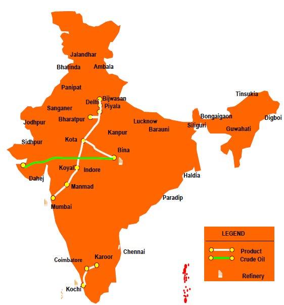 Implementation of a Paradip-Sambalpur-Raipur-Ranchi Pipeline and branch pipeline from Koyali- Sanganer Pipeline at Viramgam to Kandla will further add to the petroleum pipeline delivery capability in