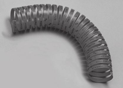 piral Lengths Available in a wide range of preformed diameters, spirals are supplied in continuous lengths to suit a range of inside and outside diameters.