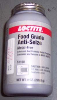 LOCTITE Food Grade Anti-seez Use Loctite (FG) lubricant on all threaded connections to lubricate, seal,