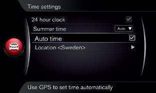 How do I set the clock? In the MY CAR normal view, press OK/MENU. Select Settings > System options > Time settings.