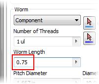 Under Worm, click Cylindrical Face. Select the outside face of the lower cylinder.