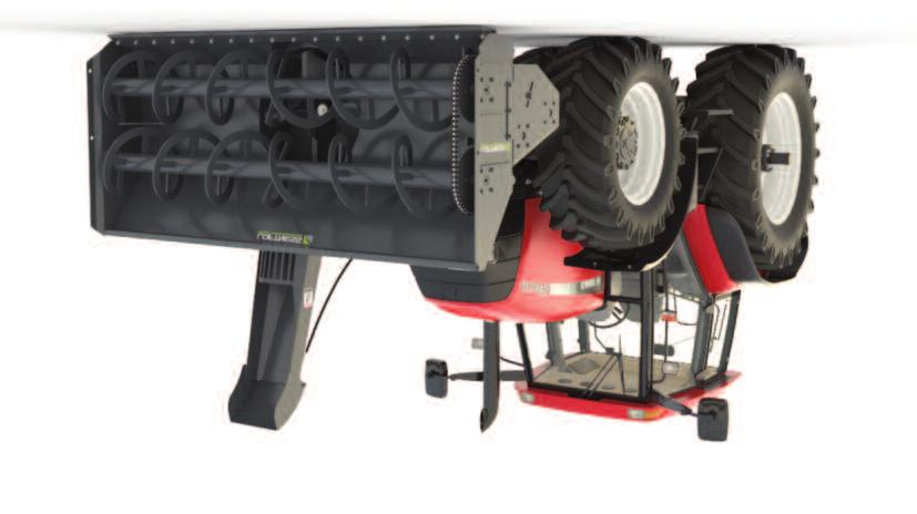 Front-mounted Snow Blowers for Tractors Designed for tractors with front three-point hitch and front 1000 rpm CCW PTO Heavy-duty from 150 to 200 HP 962HFR - 96 inch Double Auger 1082HFR - 108 inch