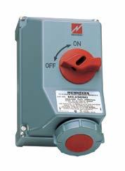Switched and Interlocked Receptacles LockOUT-LET Series K Non-Fusible Interlocked K 20, 30 & 60 Amp; NEMA 4X; 12 Amp Configuration Voltage HP Rating Standard 20 30 60 3 Pole, 4 Wire 125/250 3Ø250