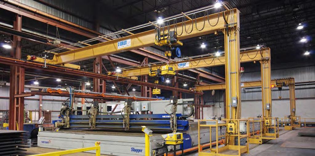 GANTRY CRANES Optimizing our orkspaces MONORAILS Simple Lifting with One Beam O Brien Floor Mounted Monorail System Gantry cranes are an ideal solution for applications where lifting