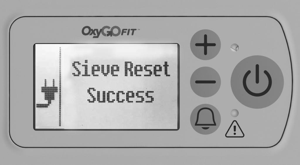 Release button once message is displayed on screen. 13. Press the alert button once and screen will display sieve reset success. 14.