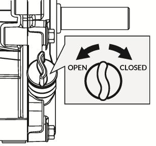 FUEL SHUT-OFF VALVE The fuel shut off has two position. CLOSED ( ) Use this position to service, transport, or store the unit. OPEN ( ) Use this position to run the unit.