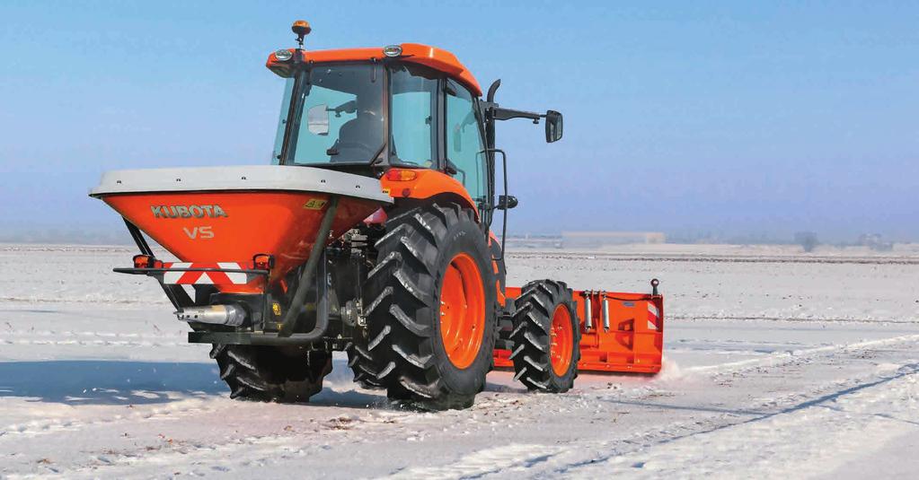 WINTER MAINTENANCE SAND, SALT OR GRIT SPREADING The Kubota VS spreaders are easy to operate and ideal for sand, salt or grit applications.