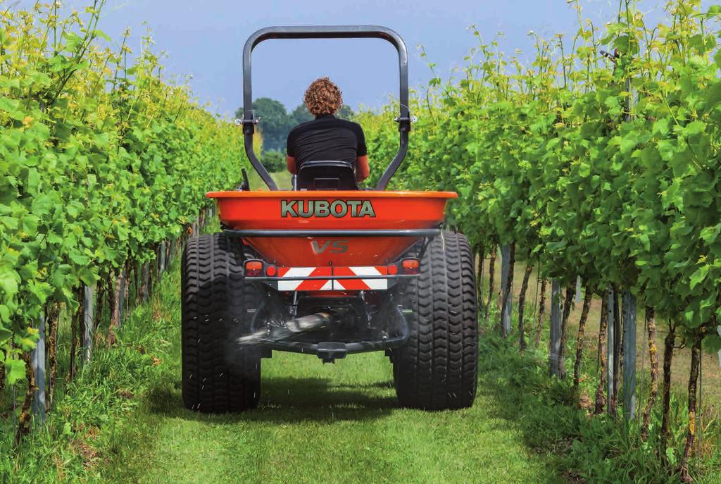 Designed specifically for spreading material in orchards and vineyards, the