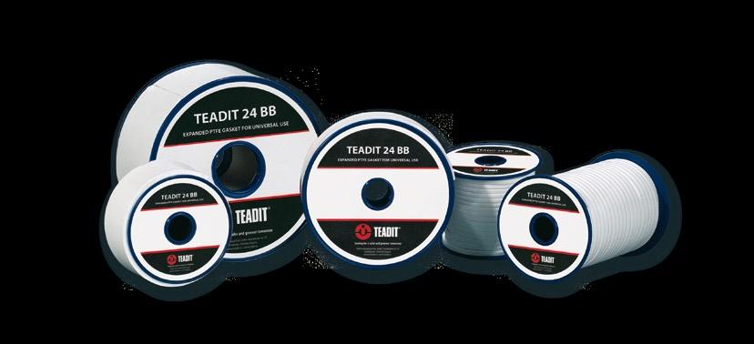 This makes TEADIT 25 BI particularly well suited for use with all pressure sensitive and stress sensitive connections, it also compensates for irregularities and/or damages on the sealing