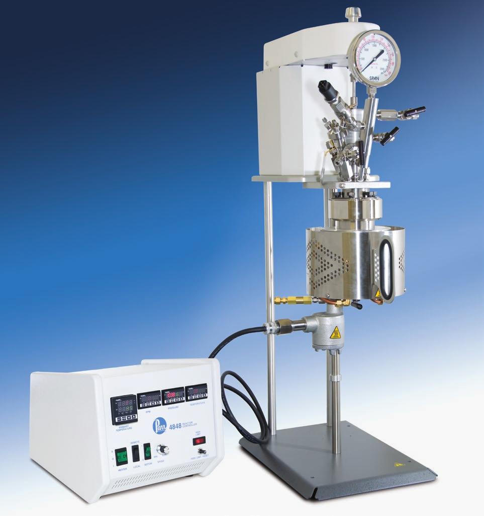 Series 4560 Mini Reactor Systems Series Number: 4560 Type: Mini Stand: Bench Top Vessel Mounting: Moveable or Fixed Head Sizes, ml: 100-600 Standard Temperature MAWP Rating, psi (bar): 3000 (200)