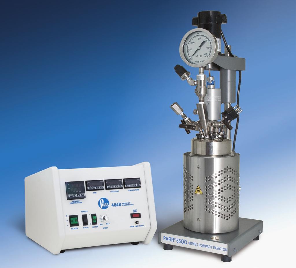 Series 5500 High Pressure Compact Laboratory Reactors Series Number: 5500 Type: High Pressure Compact Stand: Bench Top Vessel Mounting: Moveable Sizes, ml: 25-600 Standard Pressure MAWP, psi (bar):