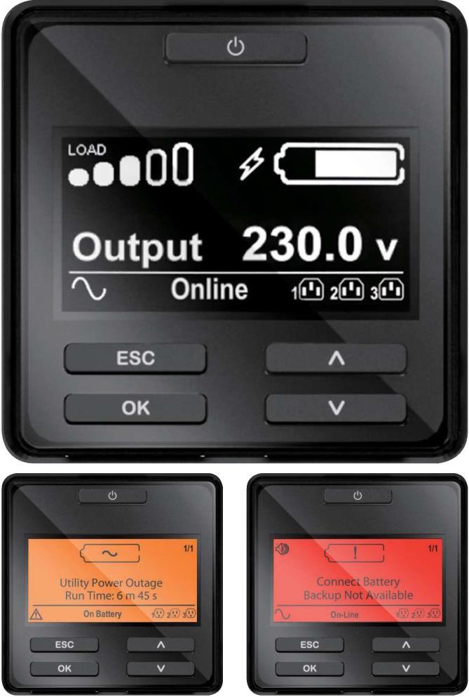 Smart-UPS On-Line display Intuitive, easy-to-use LCD provides clear and accurate information in multiple languages.