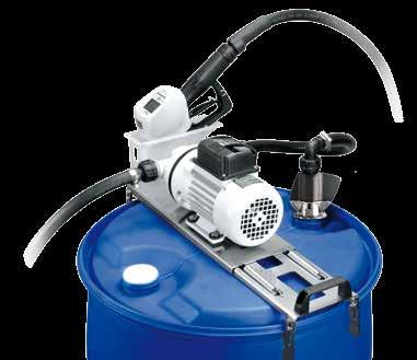 The heavy-duty pump is capable of delivering 7-9 GPM and is available in 12V or 120V (cruus) option. BASIC DRUM KIT Stainless steel base with nozzle holder Heavy-duty pump Manual nozzle 20 ft.