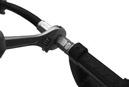 3. 2. Insert the metal end of the hose into the swivel. Tighten completely with an open ended, adjustable, wrench.