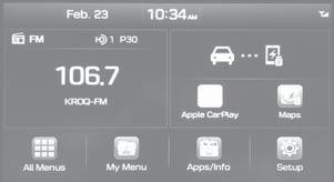 Touch the Connectivity icon on the screen. 3. Touch ios on the Connectivity Settings screen then touch On to enable Apple CarPlay. 4.