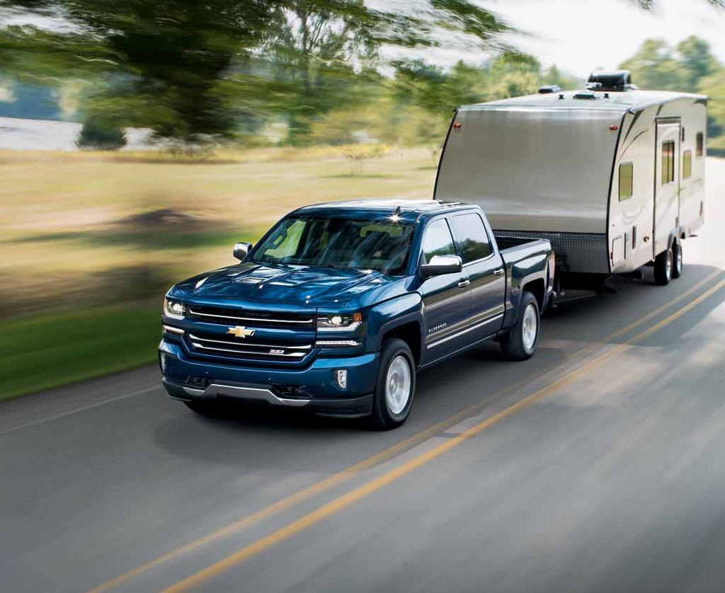 TOWING BEST-IN-CLASS TOWING UP TO 560 KG (12,500 LB.). 1 Silverado 1500 Crew Cab Short Box LTZ Z1 4x4 in Deep Ocean Blue Metallic (extra-cost colour) with available features.