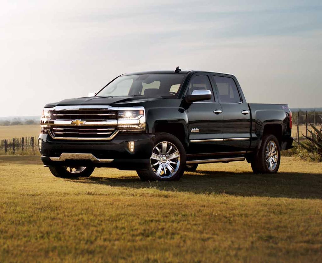 Silverado 1500 Crew Cab Short Box High Country 4x4 in Black with available features. BOLD LOOKS TAKEN TO NEW HEIGHTS. Body-colour front and rear bumpers, plus chrome 6-in.