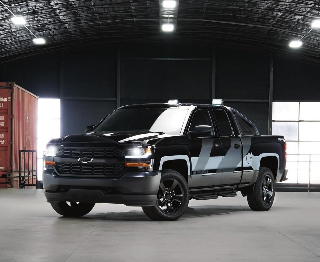 SPECIAL OPS EDITION NAVAL-INSPIRED GRAPHICS SPORT BAR WITH SPECIAL OPS SIGNATURE 20" BLACK-PAINTED ALUMINUM WHEELS AND ALL-TERRAIN TIRES BLACK CHEVROLET BOWTIE EMBLEMS BLACK GRILLE AND HEADLAMP