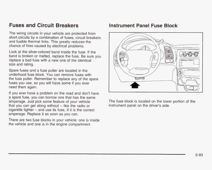Fuses and Circuit Breakers The wiring circuits in your vehicle are protected from short circuits by a combination of fuses, circuit breakers and fusible thermal links.