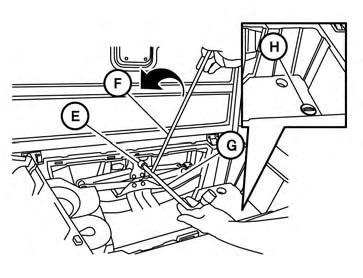 5. The lowering mechanism for the spare tire is located on the passenger side of the cargo area. Remove the cover H to access the lowering mechanism. LCE2350 4. Remove the jack.